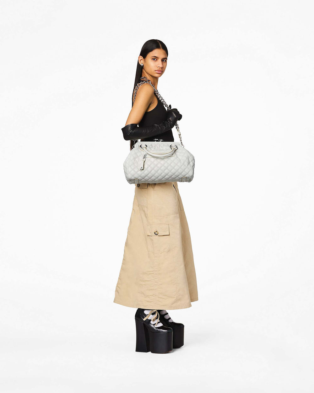 Re-Edition Quilted Leather Stam Bag - Cloud White | Marc Jacobs online