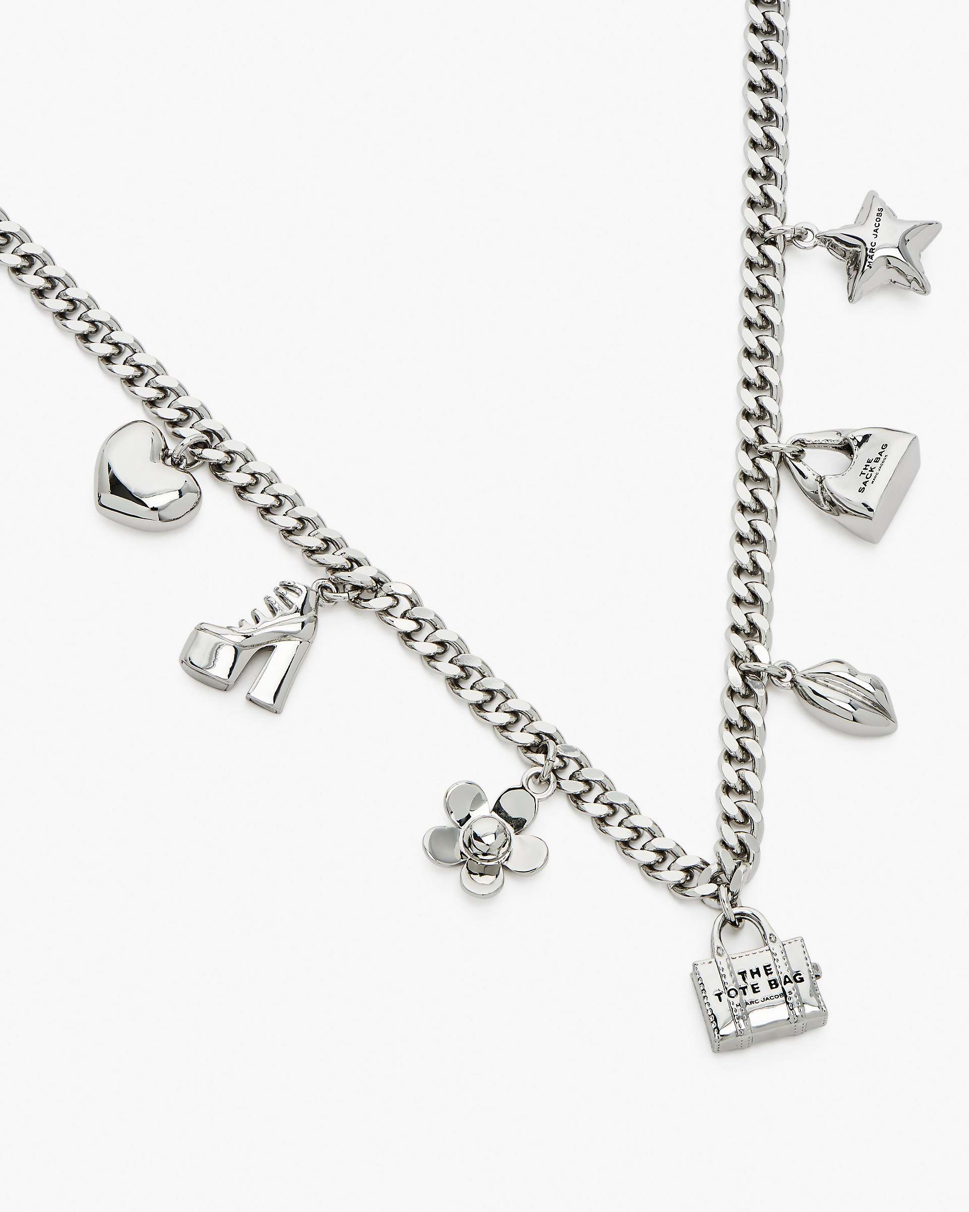 The Mini Icon Charm Necklace - Light Antique Silver | Marc Jacobs online