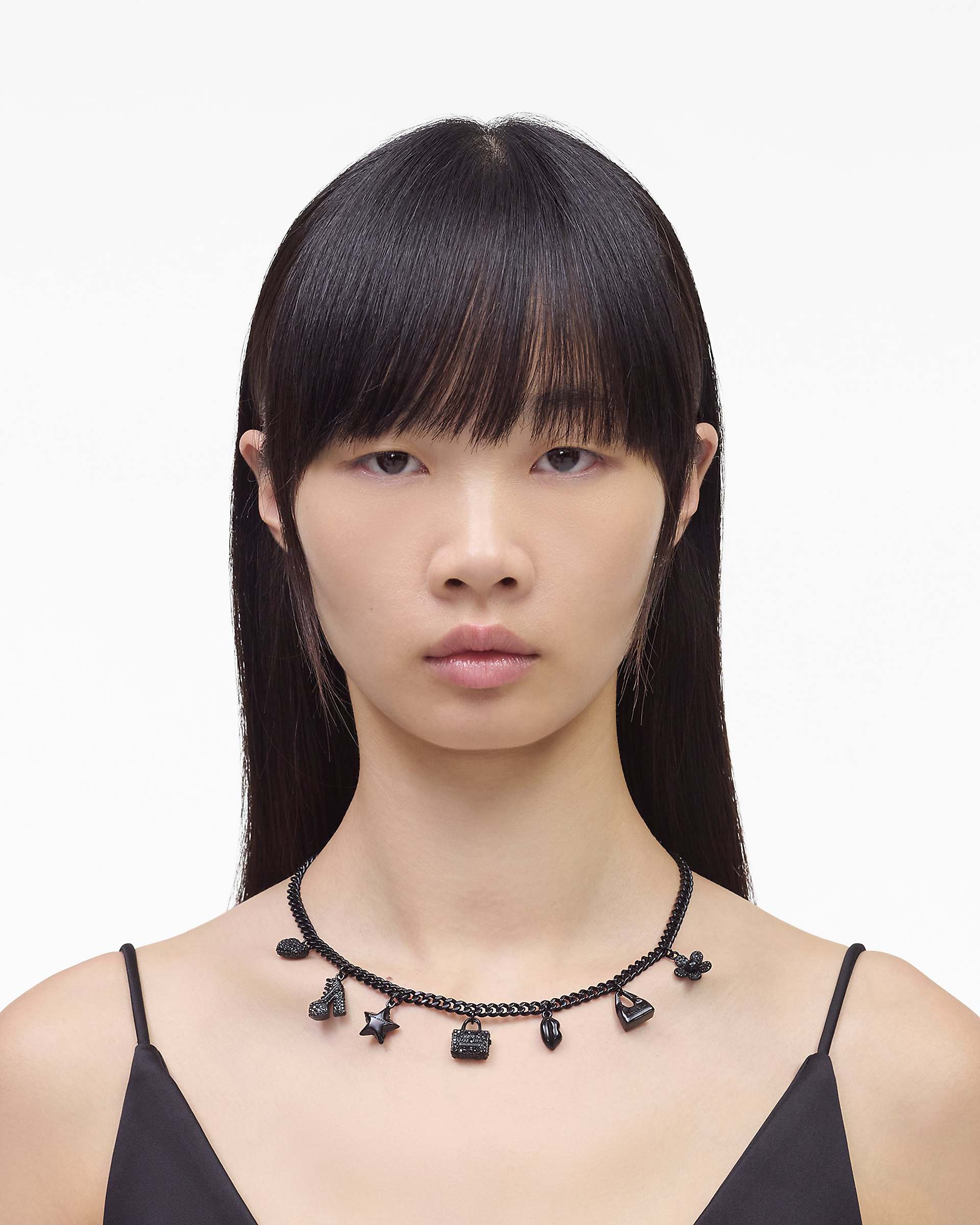 Mini Icon Pave Charm Necklace - Black/Black Crystal | Marc Jacobs online