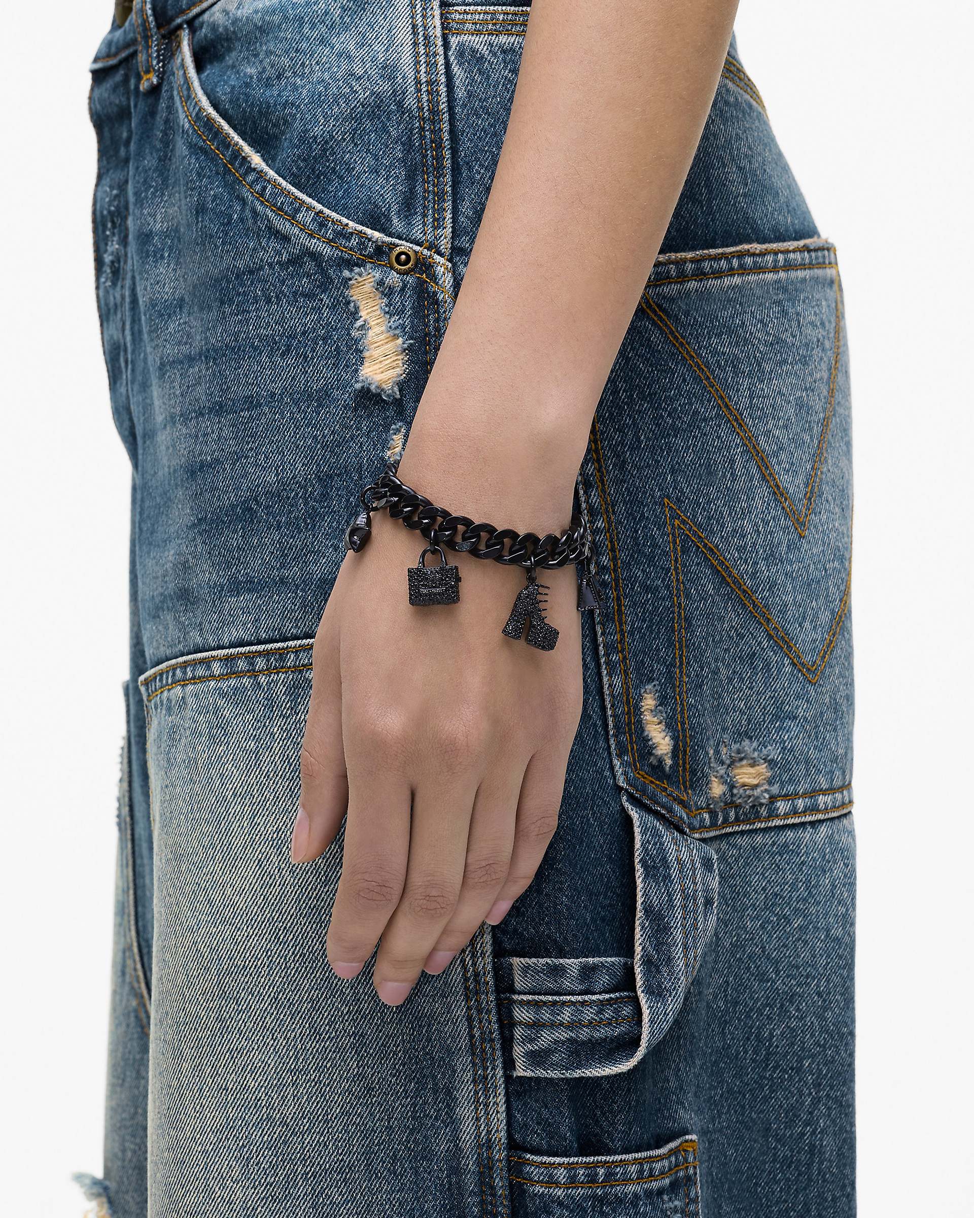 The Pave Mini Icon Charm Bracelet - Black/Black Crystal | Marc Jacobs discount
