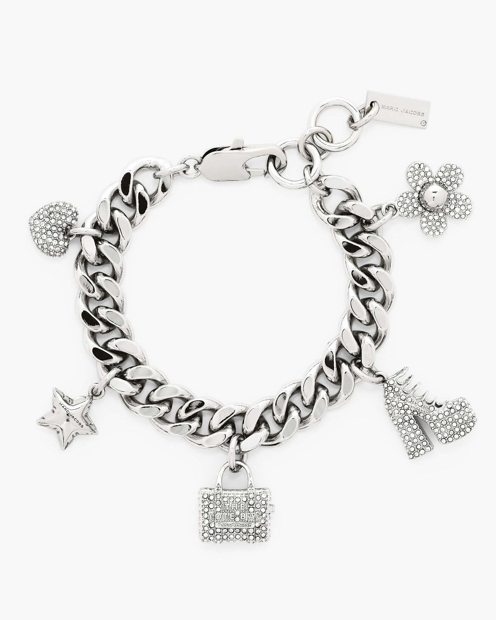 The Pave Mini Icon Charm Bracelet - Silver/Crystal | Marc Jacobs online
