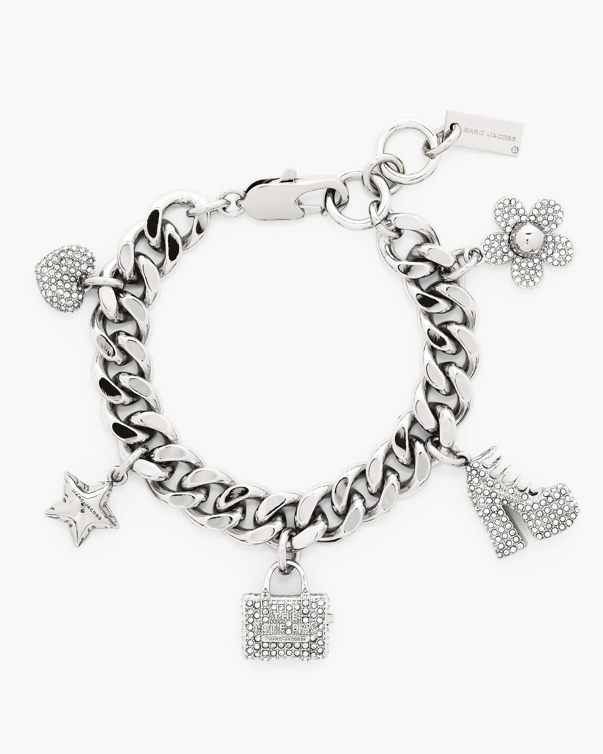 The Pave Mini Icon Charm Bracelet - Silver/Crystal | Marc Jacobs online