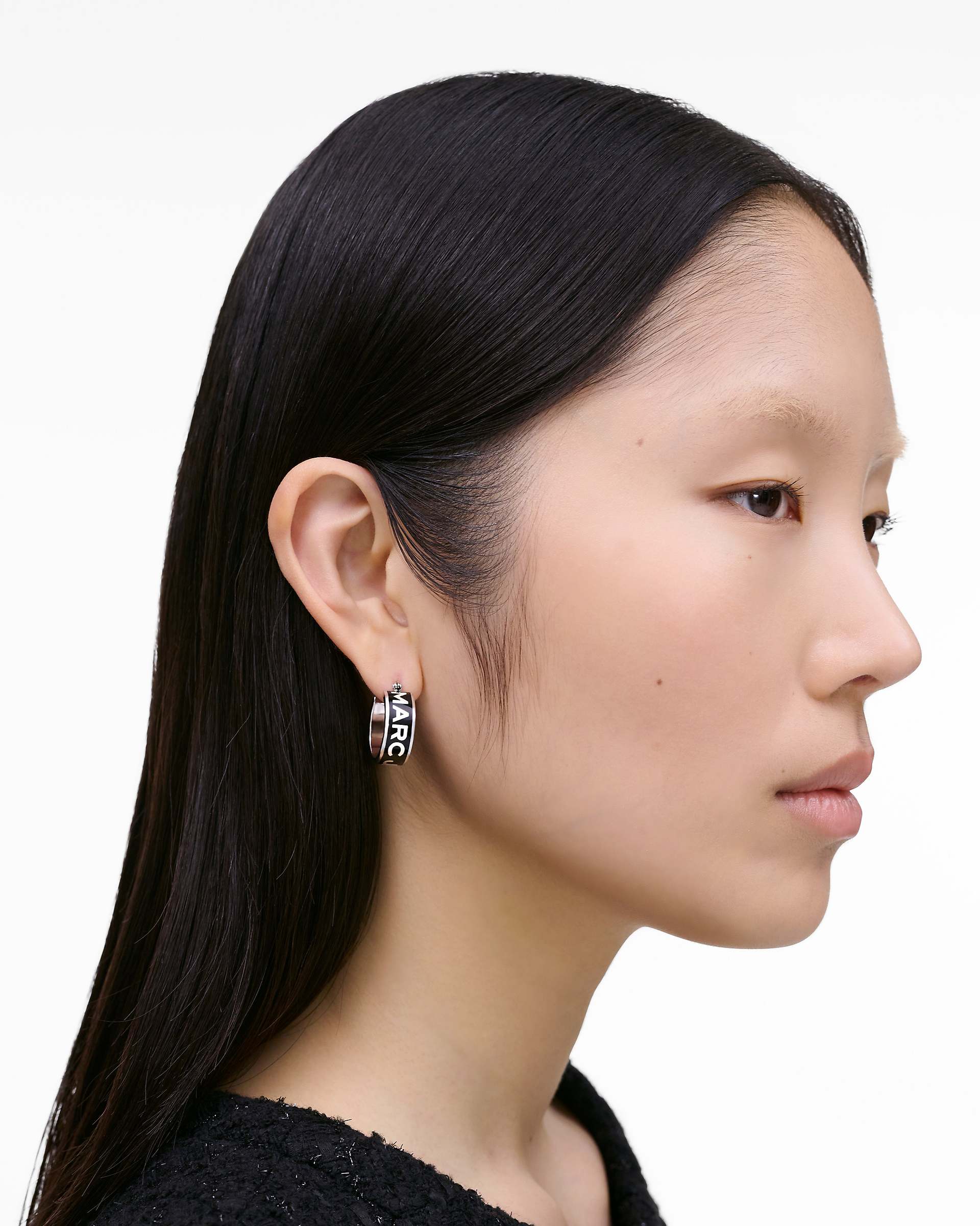 The Marc Jacobs Hoop Earrings - Silver/Black | Marc Jacobs online