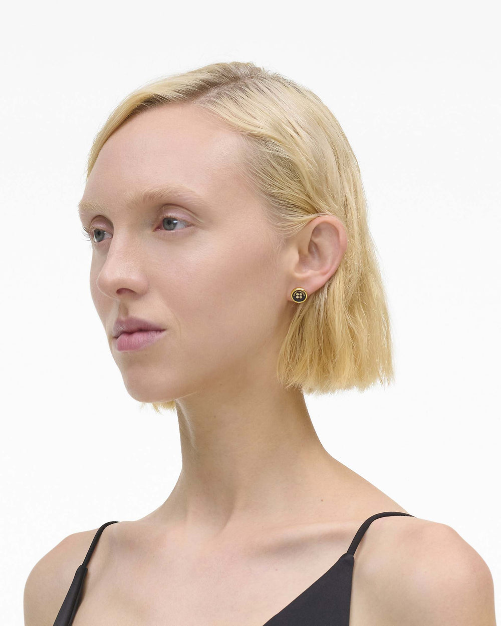 The Button Stud Earrings - Gold/Black | Marc Jacobs for sale