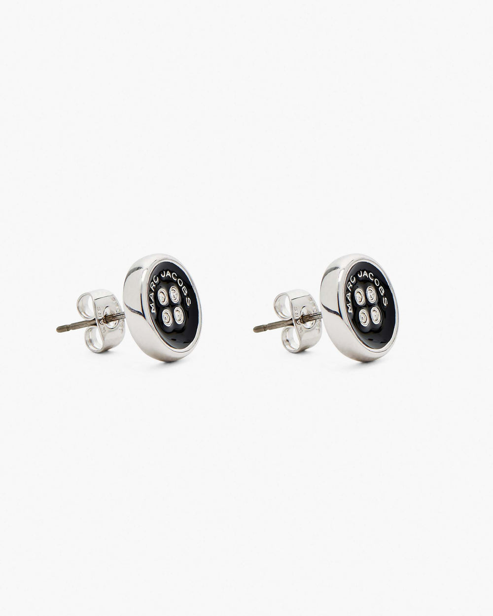 The Button Stud Earrings - Silver/Black | Marc Jacobs on sale