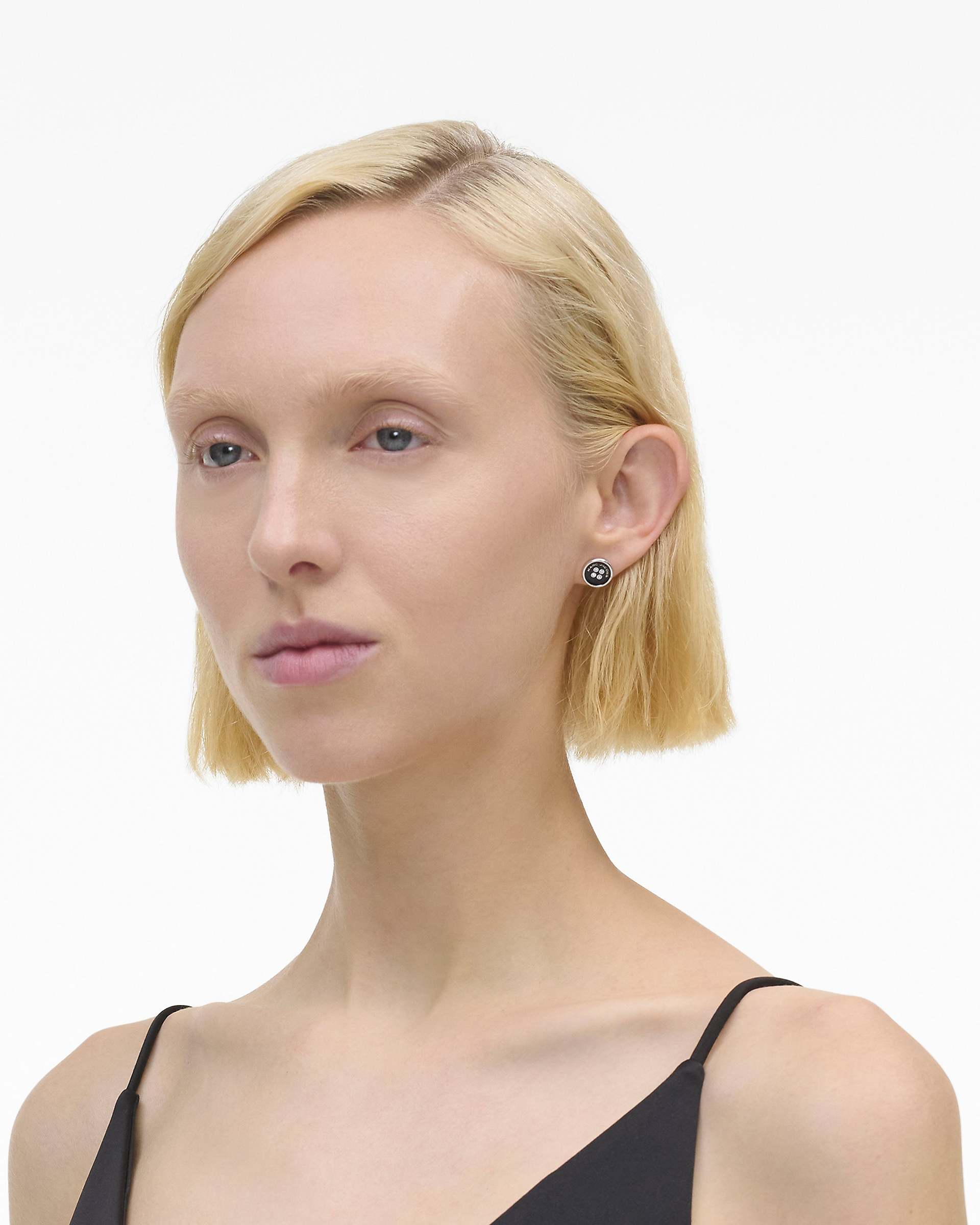 The Button Stud Earrings - Silver/Black | Marc Jacobs on sale