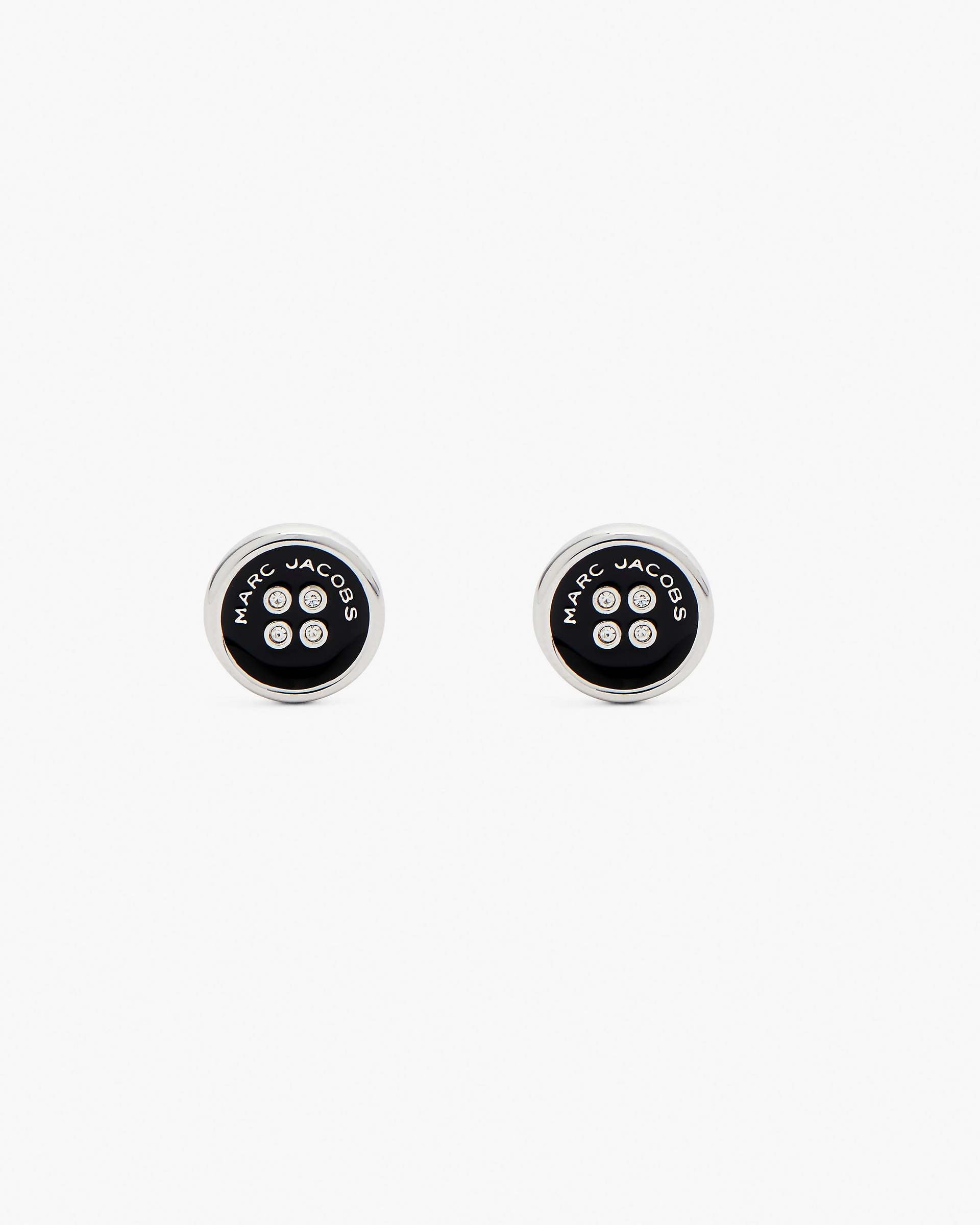 The Button Stud Earrings - Silver/Black | Marc Jacobs on sale