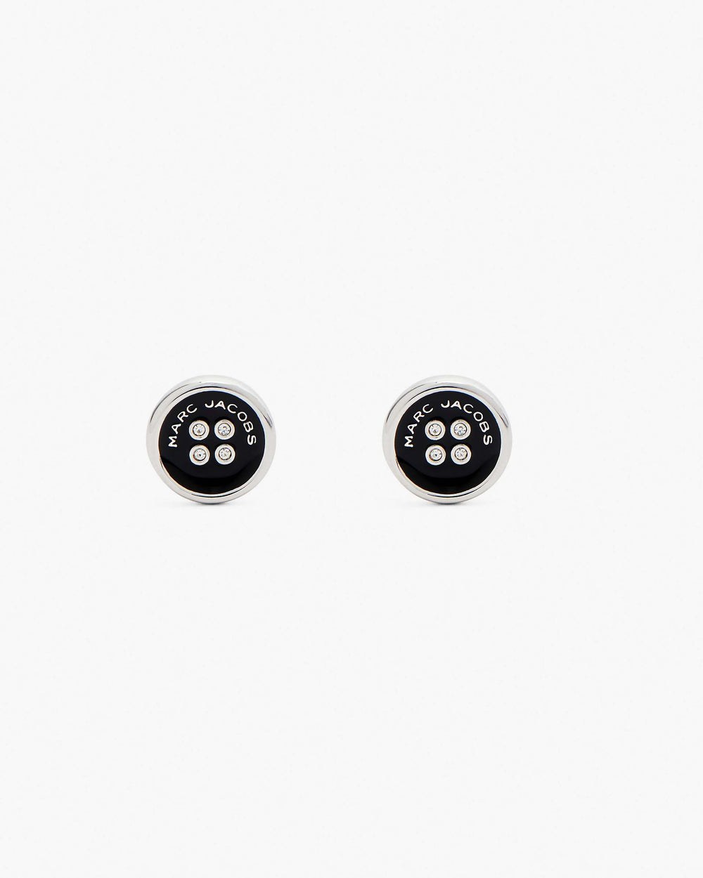 The Button Stud Earrings - Silver/Black | Marc Jacobs on sale
