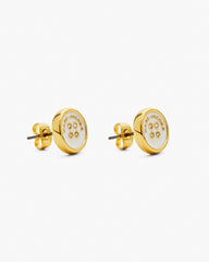 The Button Stud Earrings - Gold/Cream | Marc Jacobs online