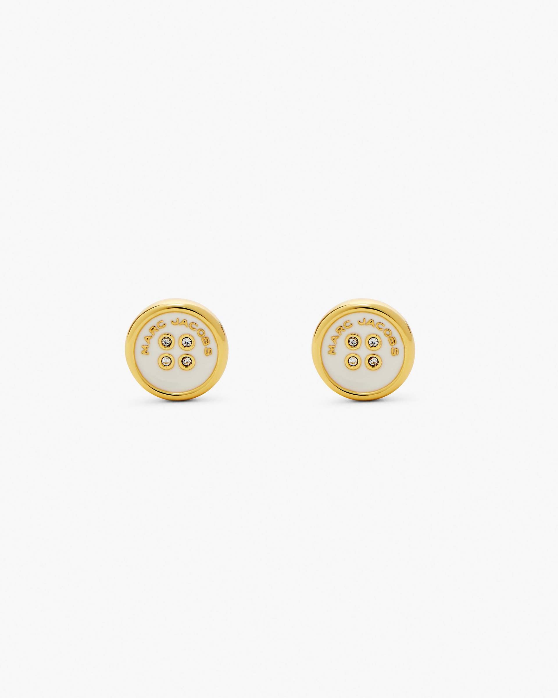 The Button Stud Earrings - Gold/Cream | Marc Jacobs online
