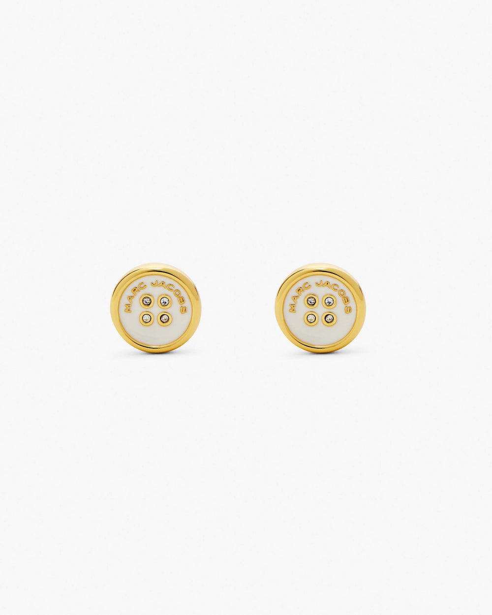 The Button Stud Earrings - Gold/Cream | Marc Jacobs online