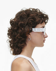 The Bold Logo Square Mirrored Sunglasses - White/Grey | Marc Jacobs online