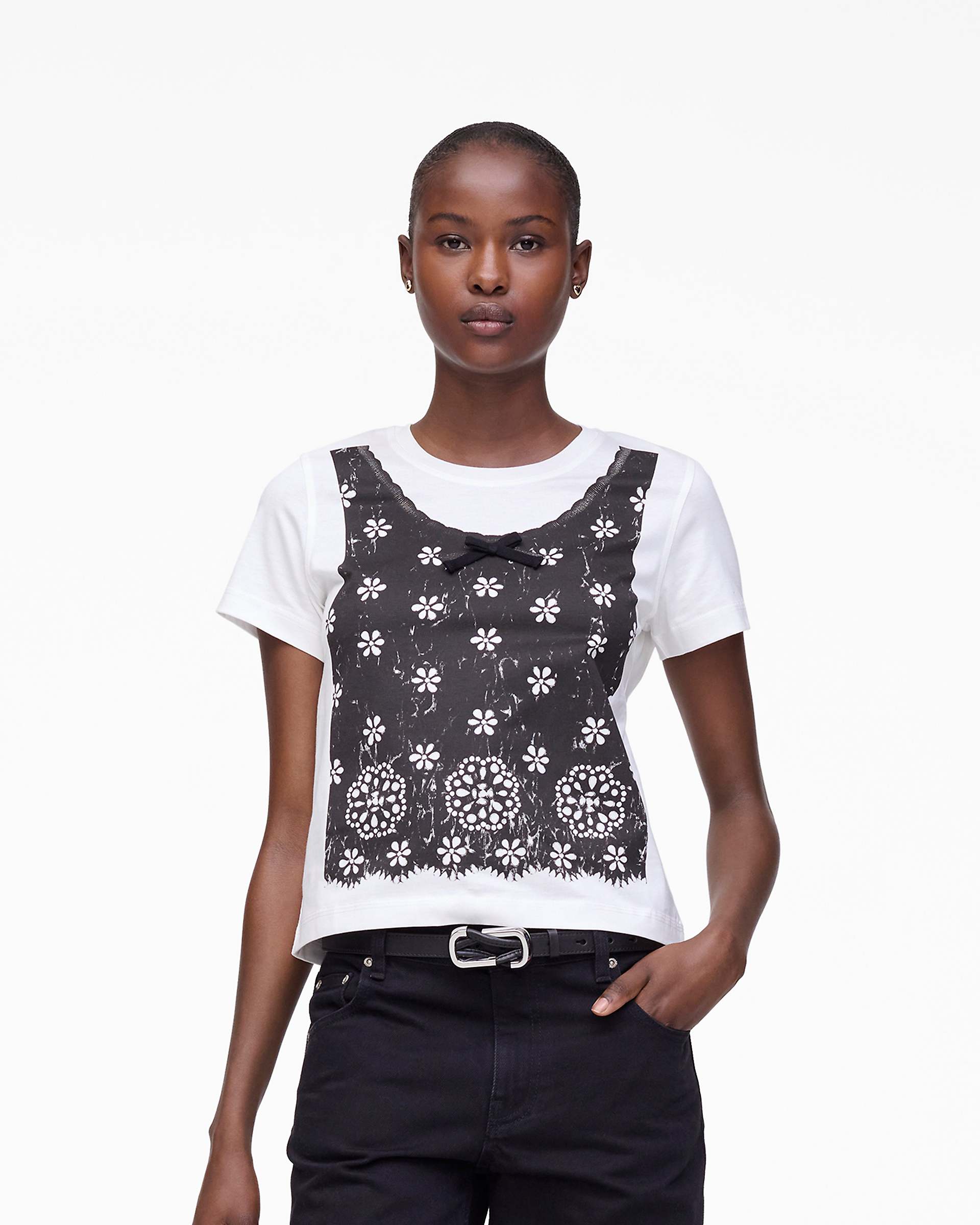 Trompe L'Oeil Eyelet Slim Tee - White Multi | Marc Jacobs sale