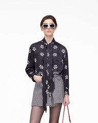Trompe L'Oeil Eyelet Bow Blouse - Black/White | Marc Jacobs US