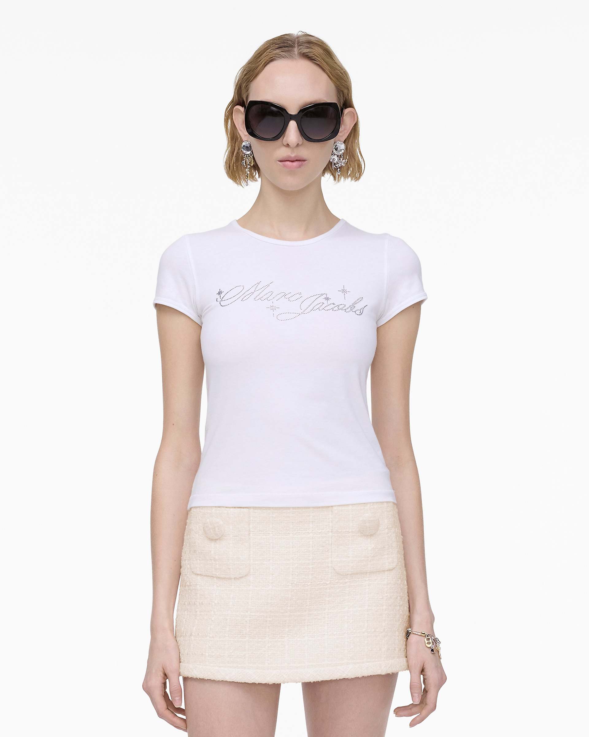 Charm Logo Shrunken Tee - White | Marc Jacobs discount