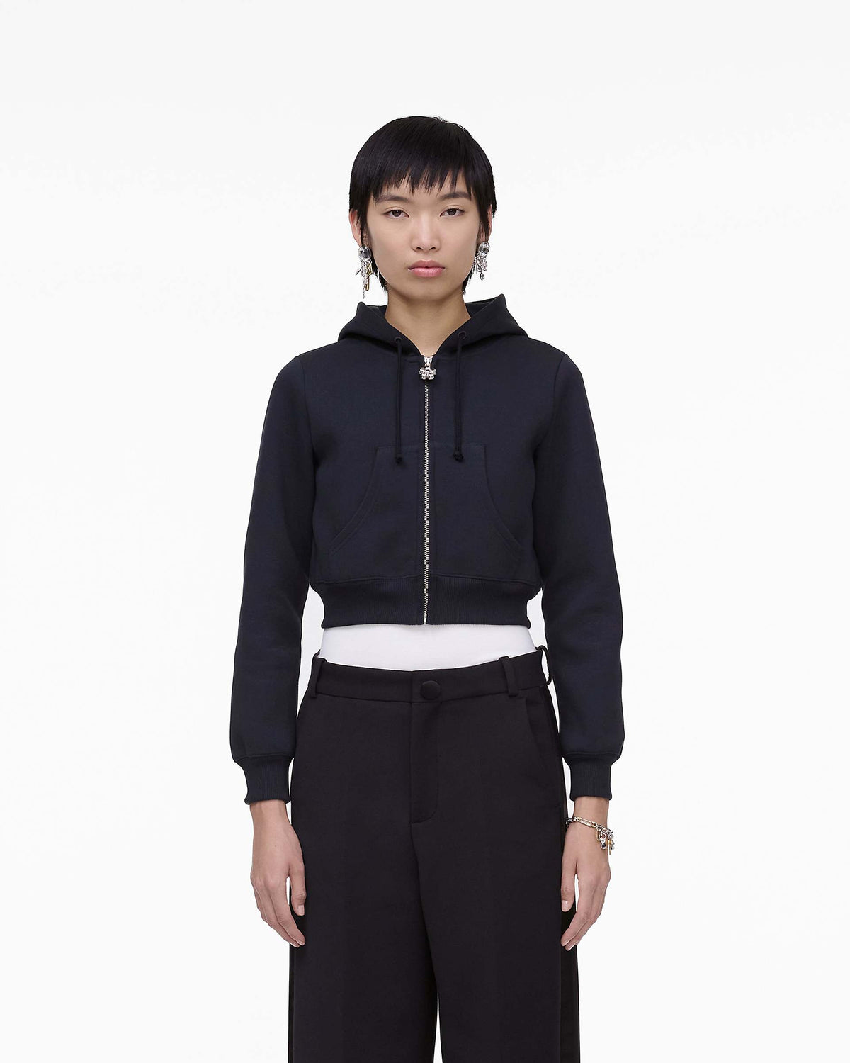 Charm Cropped Hoodie - Black | Marc Jacobs on sale