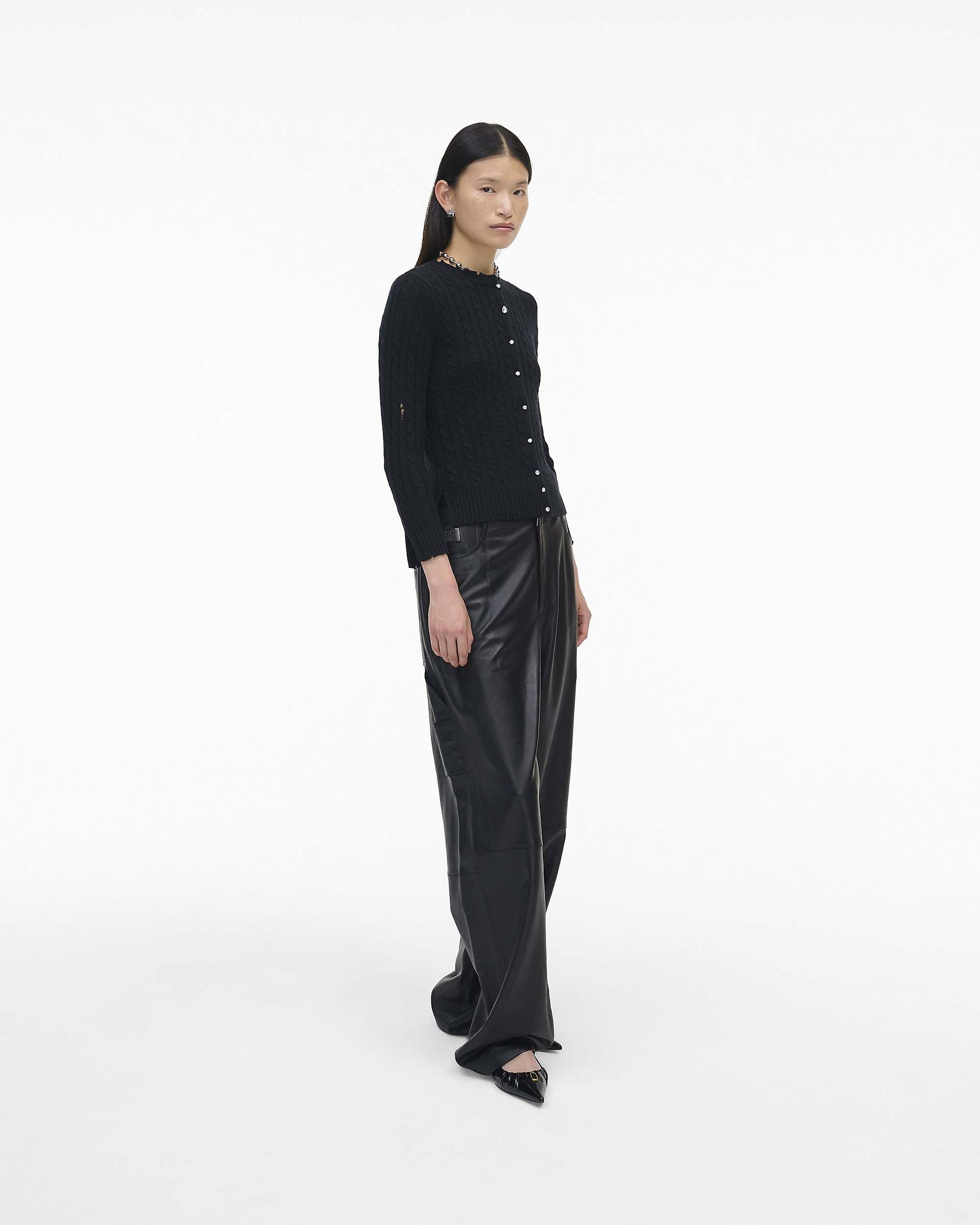 The Shrunken Cashmere Cable Cardigan - Black | Marc Jacobs US