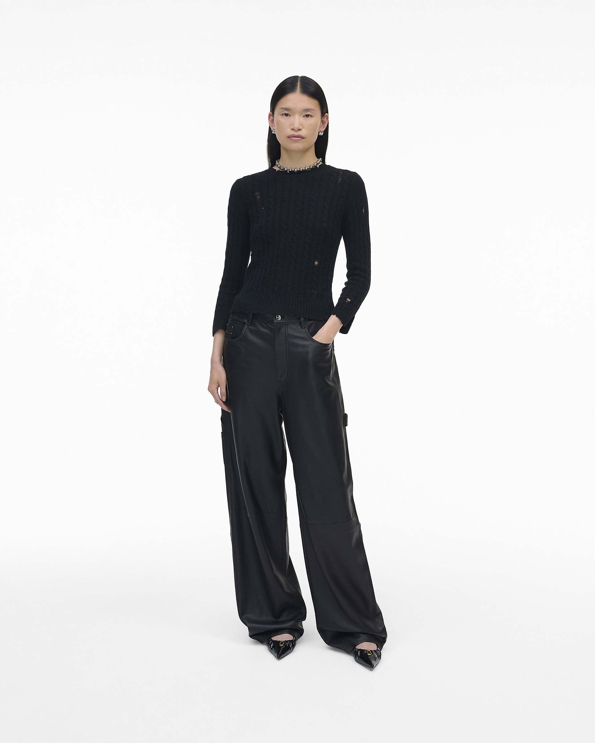 The Shrunken Cashmere Cable Cardigan - Black | Marc Jacobs US