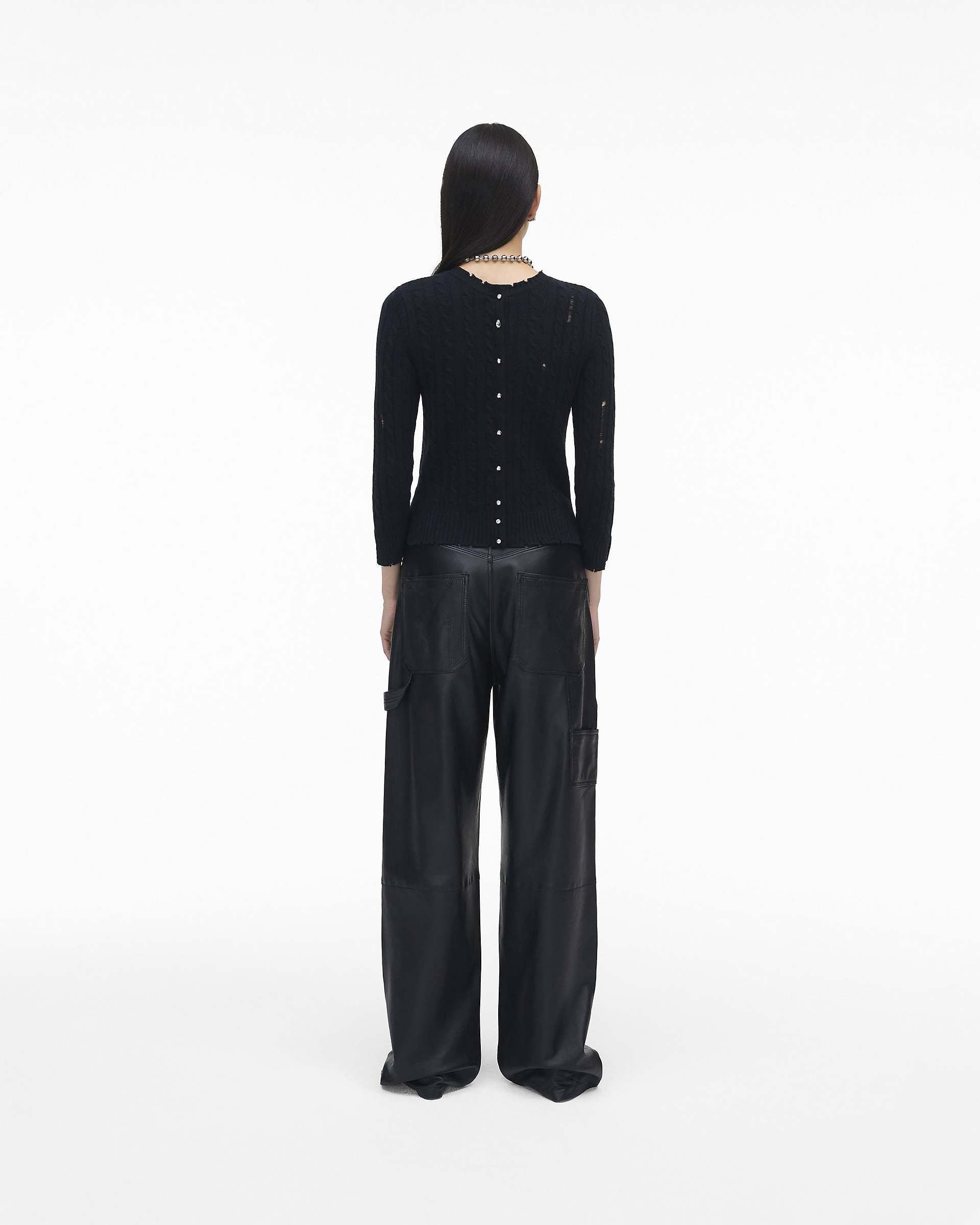 The Shrunken Cashmere Cable Cardigan - Black | Marc Jacobs US