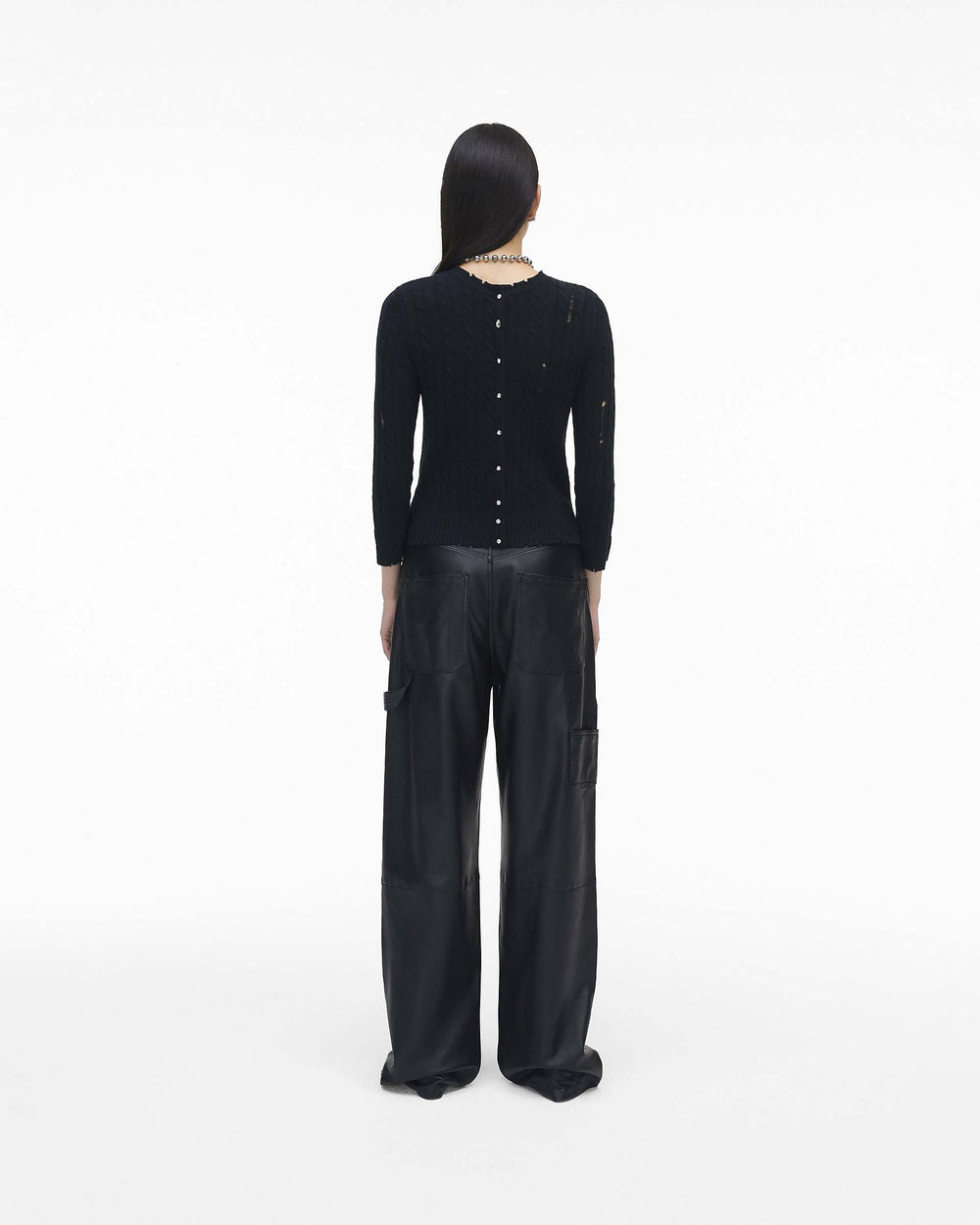 The Shrunken Cashmere Cable Cardigan - Black | Marc Jacobs US