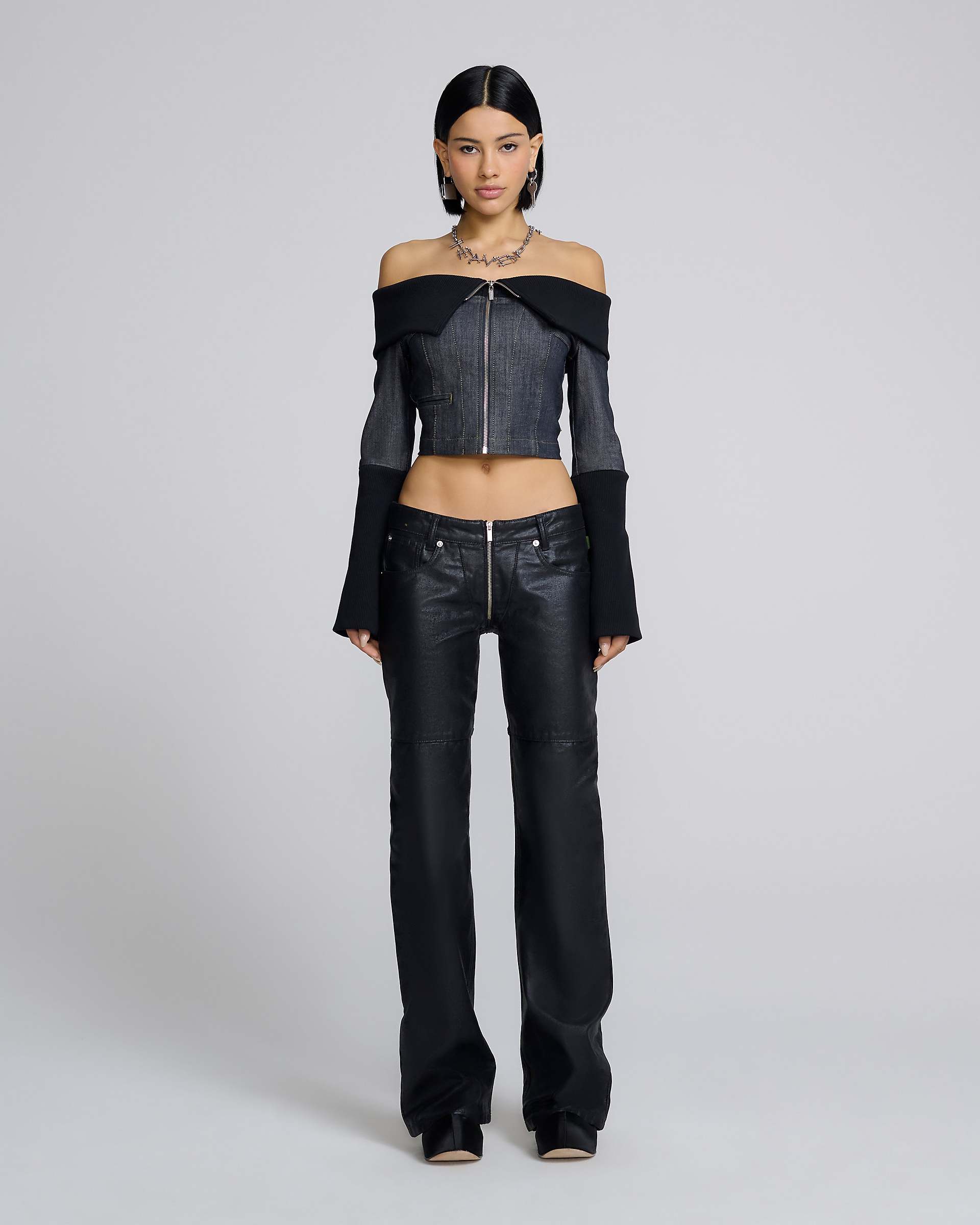 Denim And Rib Top - Black | Marc Jacobs for sale