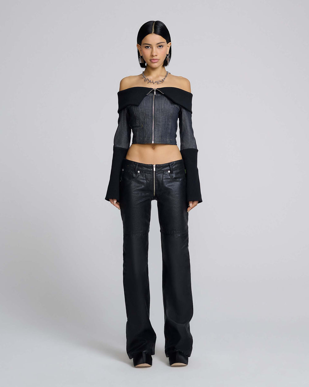 Denim And Rib Top - Black | Marc Jacobs for sale