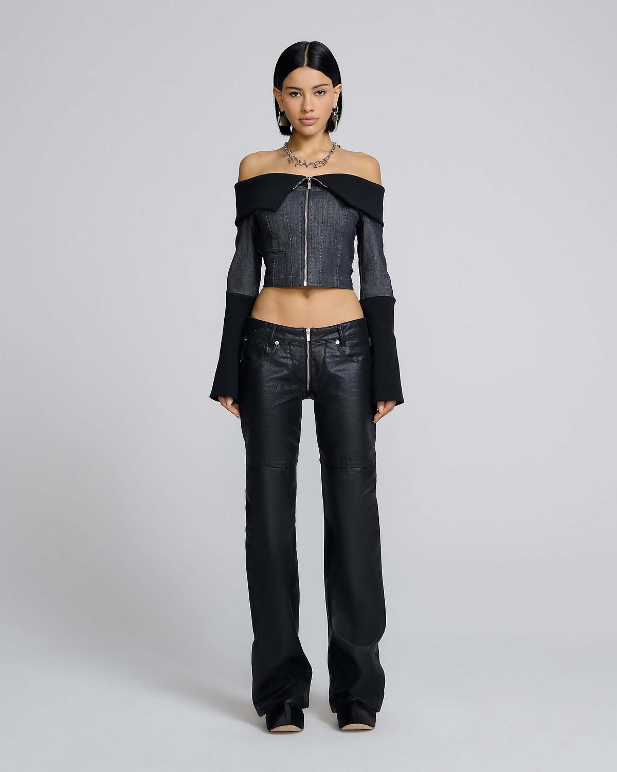 Denim And Rib Top - Black | Marc Jacobs for sale