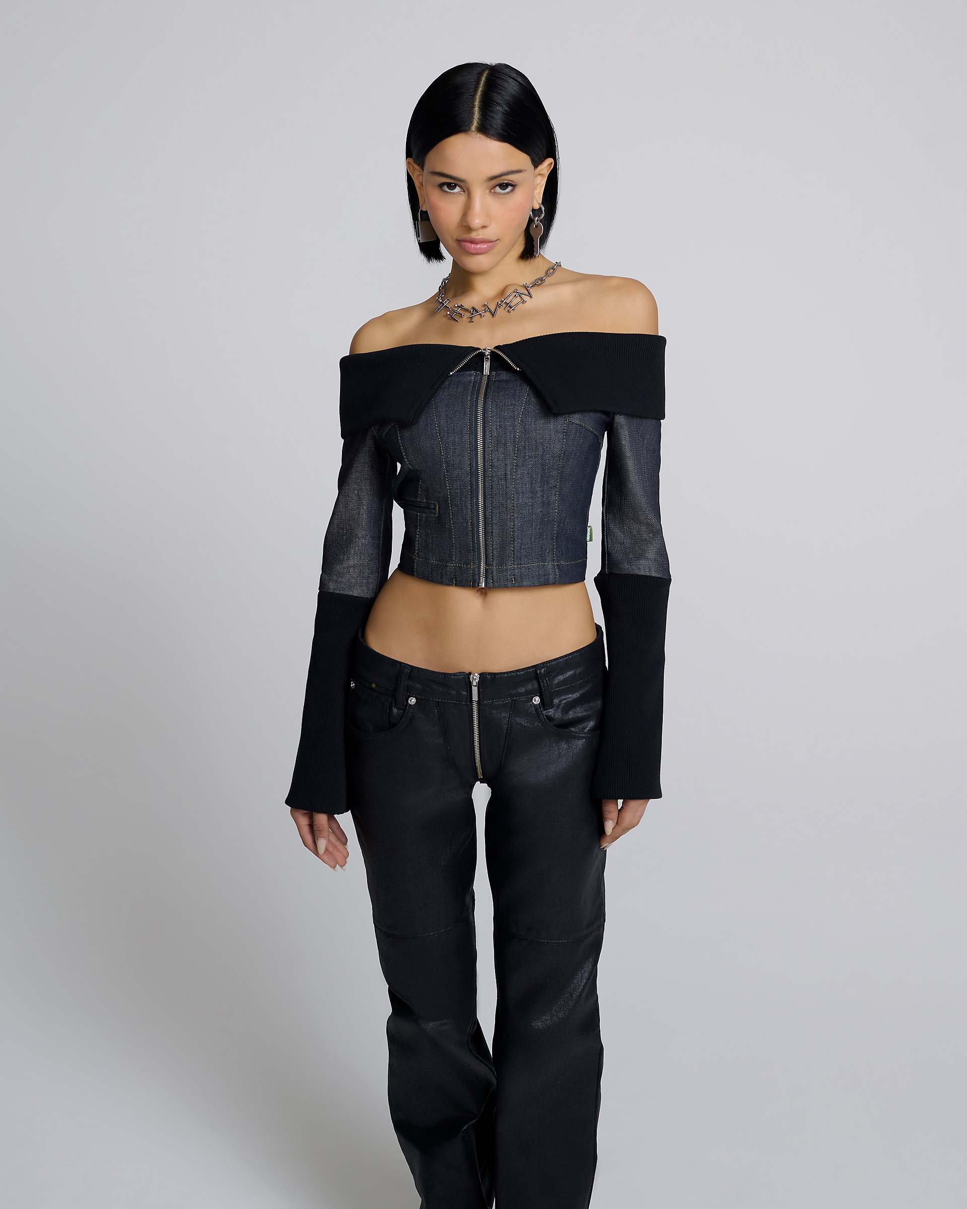 Denim And Rib Top - Black | Marc Jacobs for sale