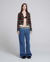 Fitted Stripe Zip-Up Hoodie - Green/Red | Marc Jacobs on sale