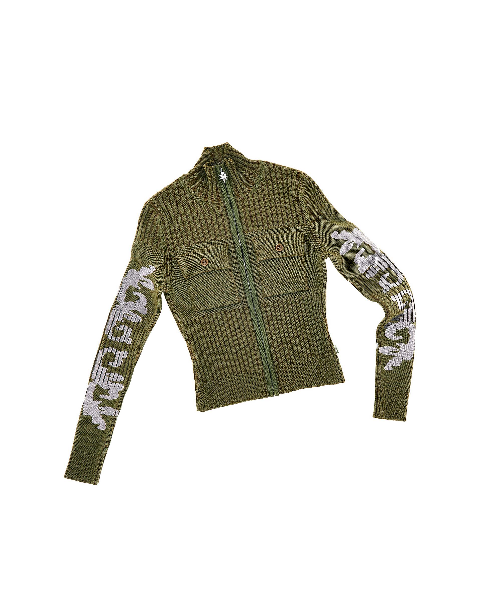 Plated Knit Zip Up - Military Green | Marc Jacobs on sale