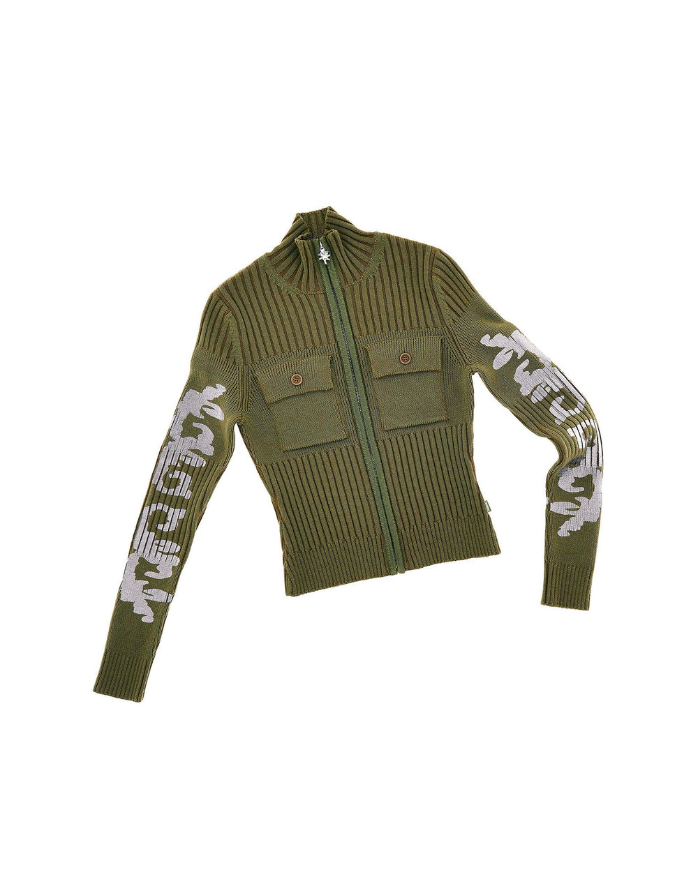 Plated Knit Zip Up - Military Green | Marc Jacobs on sale
