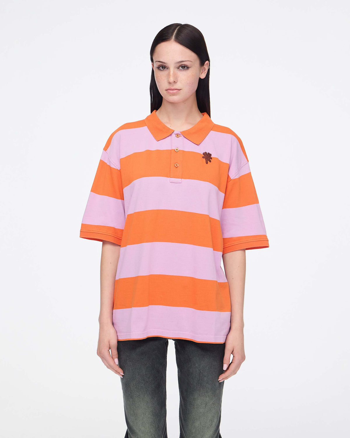 Tiny Teddy Striped Polo - Orange/Lilac | Marc Jacobs US