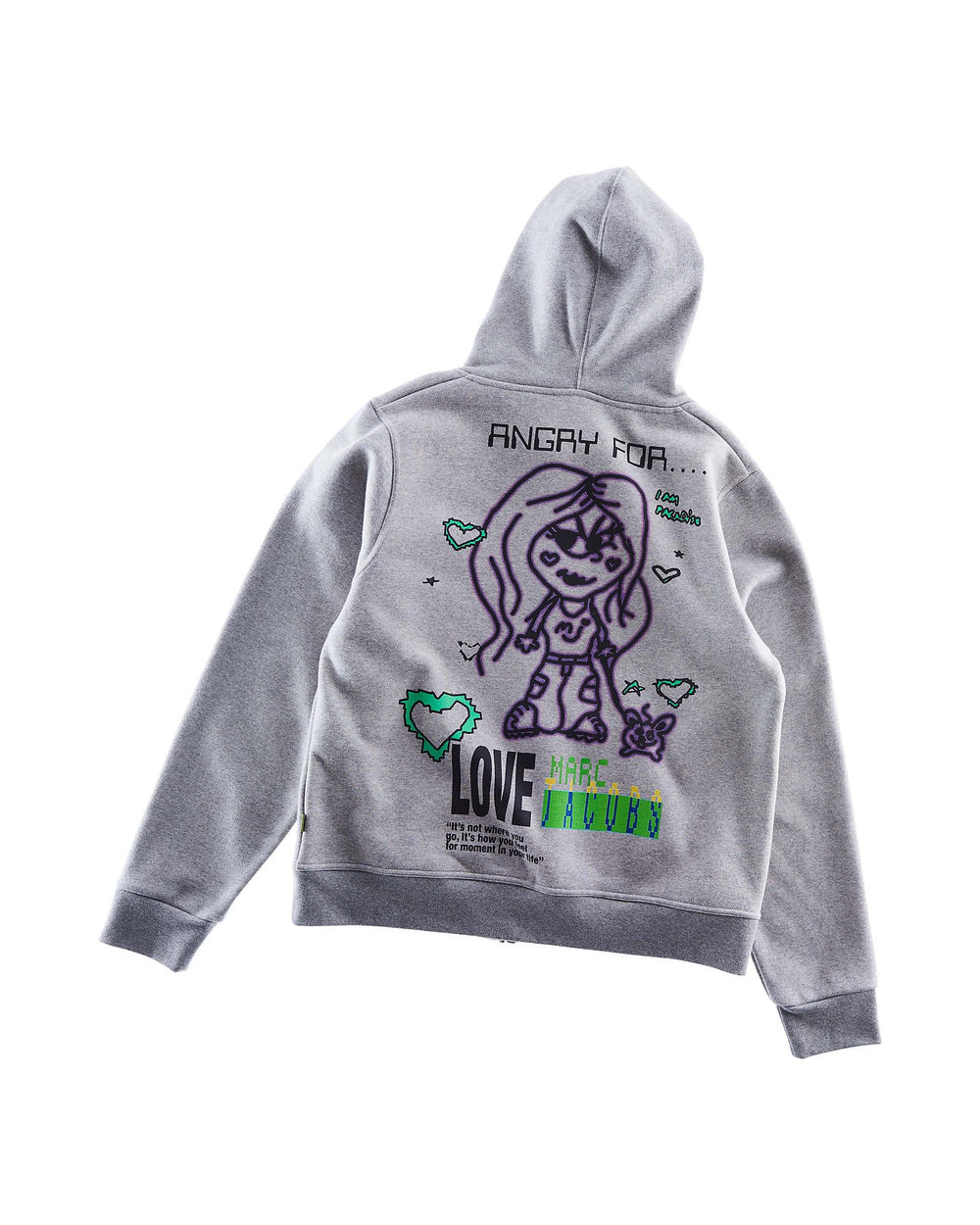 Angry For Love Zip Hoodie - Grey Melange | Marc Jacobs online